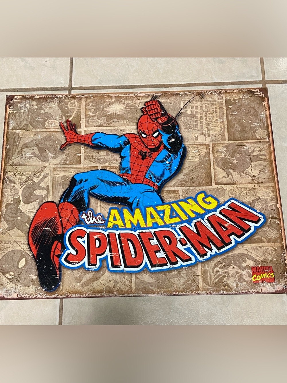 Retro Spider-man Tin Metal Wall Art Sign